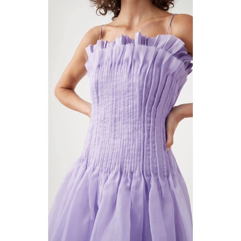 Aje Lavender Pleated Midi Dress